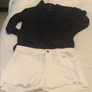 Frame white denim shorts